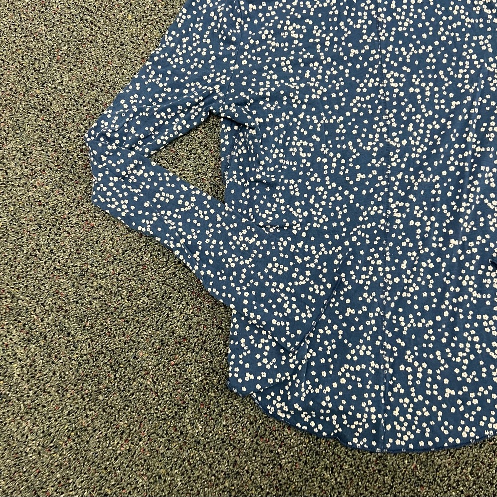 GAP Blue & White Floral Print Lightweight Turtleneck Cotton Shirt Sweater Sz M - Picture 7 of 12